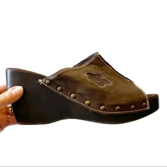 Chunky Platform Wedge Y2K Slide Mule Comfort Sandals Dark Chocolate Brown 9 - Picture 14 of 14